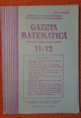 Gazeta matematica - nr 11 si 12 din 1987 foto