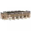 Set mobilier gradina cu perne, 15 piese, bej combinat poliratan