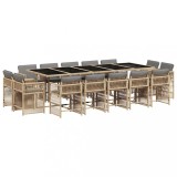 Set mobilier gradina cu perne, 15 piese, bej combinat poliratan