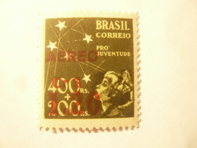 Timbru Brazilia 1944 supratipar 1,20cr si Aereo foto