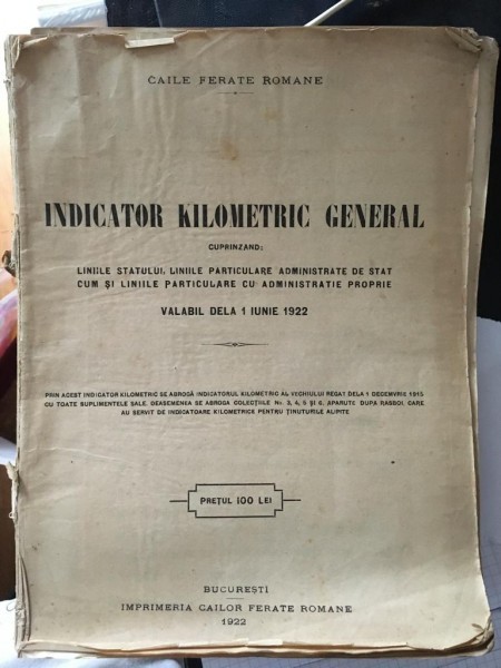 Caile Ferate Romane - Indicator Kilometric General