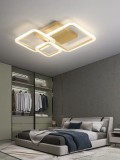 Cumpara ieftin Lustra LED 88W, 3 patrate, auriu, telecomanda, aplicatie telefon, lumina/rece/calda/neutra, intensitate reglabila