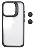 Husa Protectie din Policarbonat cu stativ si protectie camere, pentru iPhone 14 Plus, Negru