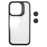 Husa Protectie din Policarbonat cu stativ si protectie camere, pentru iPhone 15 Plus, Negru