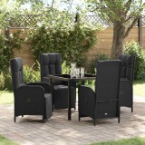 Cumpara ieftin Set de masă pentru grădină cu pernă 5 pcs Negru Rattan poli