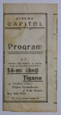 CINEMA CAPITOL , PROGRAM , PLIANT DE PREZENTARE foto