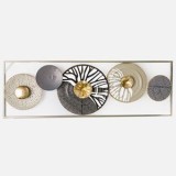 Tablou Decorativ Abstract din Discuri Metalice cu Ramă Aurie, CMCLASS