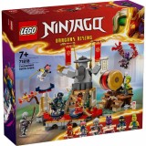 LEGO Ninjago Arena de Lupta 71818, Turneul Dragonilor, 6 Minifigurine: Kai, Sora, Cinder, Jay Malefic si Tox. Set de Constructie Interactiv