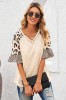 H718-221 Bluza casual cu maneci scurte cu model animal-print, M, S
