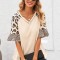 H718-221 Bluza casual cu maneci scurte cu model animal-print