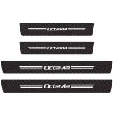 Set 4 Bucăți Autocolante din Fibra de Carbon Anti-Zg&acirc;rieturi Skoda Octavia, Protector pentru Praguri Uși Auto