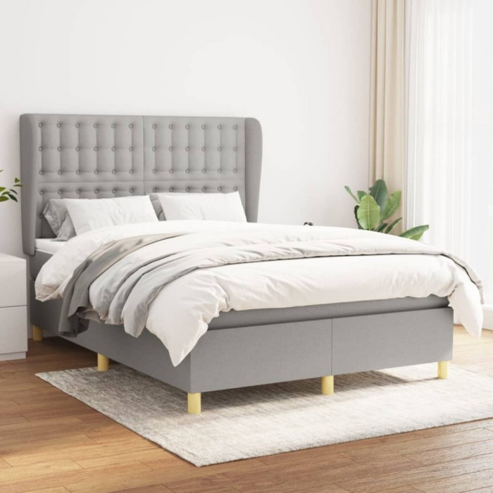 vidaXL Pat continental, gri deschis, 140x200 cm, material textil 3128845