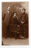 FOTOGRAFIE CP PORTRET FAMILIE ELEV SCOALA MILITARA FOTO BUCURESTI, Necirculata