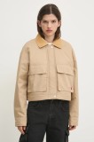 Tommy Jeans geacă femei, culoarea bej, de tranziție, DW0DW20544