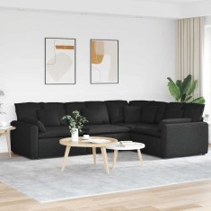 vidaXL Canapea modulară cu perne, negru, textil 3321149