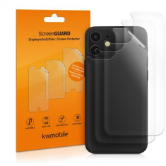 Set 3 Folii de protectie pentru Apple iPhone 12 Mini, Kwmobile, Spate, Transparenta, 52753.5