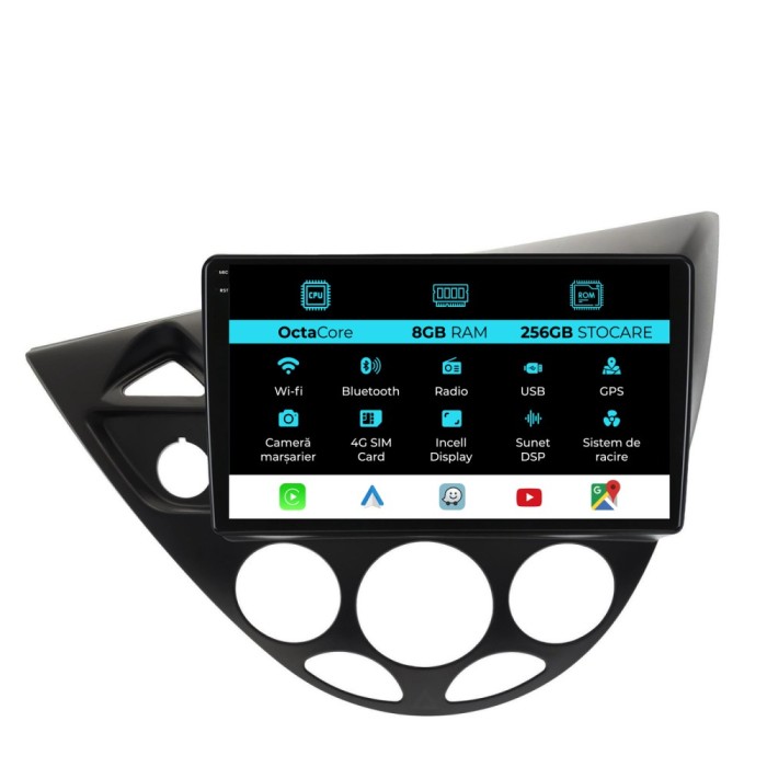 Navigatie Dedicata Ford Focus MK1 (1998-2004), Incell 9Inch, 8Gb Ram, 256Gb Stocare, Carplay