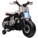 HOMCOM Motocicletă Electrică pentru Copii 3-5 Ani cu Roți de Antrenament, Baterie Re&icirc;ncărcabilă, Design Sportiv, Alb | Aosom Romania