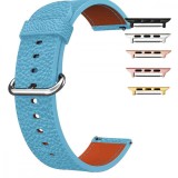 Curea piele, compatibila Apple Watch 9|8|7|6|5|4|3|2|1 Series, 49mm|45mm|44mm|42mm,Size S, Albastru deschis