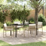 vidaXL Set de dining pentru grădină cu 5 piese cu perne bej Ratan Poliester