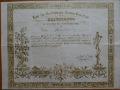 Diploma de confirmare , 1865 foto