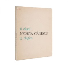 Nichita Stănescu, 11 elegii, ediție bilingvă, 1970, cu dedicație olografă pentru Iulia Vraca