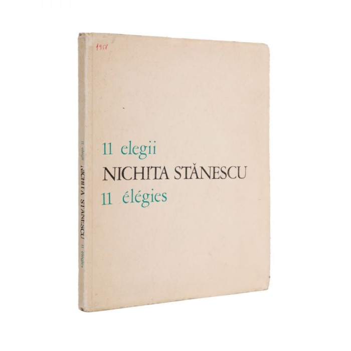 Nichita Stănescu, 11 elegii, ediție bilingvă, 1970, cu dedicație olografă pentru Iulia Vraca
