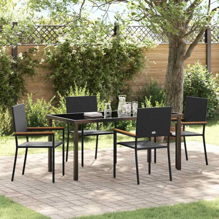 vidaXL Set de masă pentru grădină 5 pcs Negru Rattan poli 3379705
