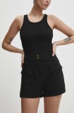 Answear Lab pantaloni scurti femei, culoarea negru, neted, high waist