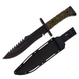 Cumpara ieftin Cutit Tactic Vanatoare IdeallStore&reg; 34cm, Lama Fixa Otel 21cm, Teaca Inclusa, Negru