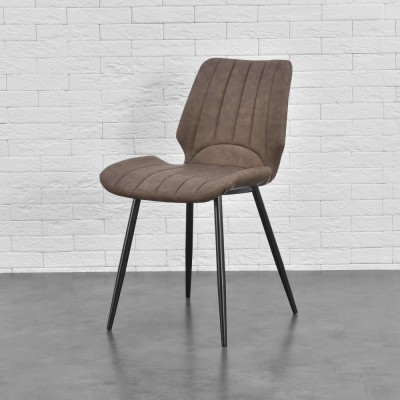 Scaune design Nori 3 set 2 buc metal/imitatie piele maro inchis [en.casa] HausGarden Leisure foto
