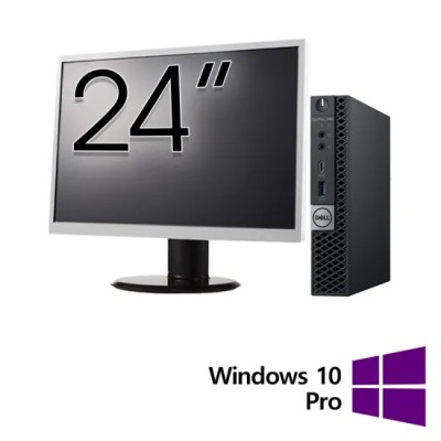Pachet Calculator Refurbished DELL OptiPlex 7060 Mini PC, Intel Core i5-8500T 2.10 - 3.50GHz, 8GB DDR4, 256GB SSD + Monitor 24 Inch + Windows 10 Pro foto