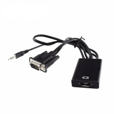 Convertor semnal analog VGA + Audio OEM Jack 3.5mm stereo la semnal digital HDMI foto