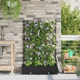 VidaXL Ghiveci grădină cu grătar 2 buc Negru 80x40x125.5 cm