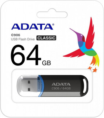 Usb flash drive adata 64gb c906 usb2.0 negru foto
