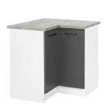 Praktik 90 dulap colțar inferior 2 uși, alb-antracit