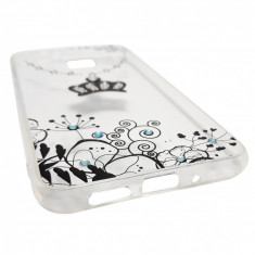 Husa silicon Vennus Art (model 4) transparent + negru pentru Huawei P10 Lite