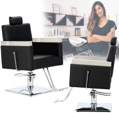 Scaun de coafat Brano hidraulic rotativ pentru salonul de coafură Suport cromat scaun de coafor