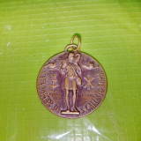 E238-Medalion vechi Catacombele crestine din S. CALLISTO ROMA-BONUS PASTOR bronz