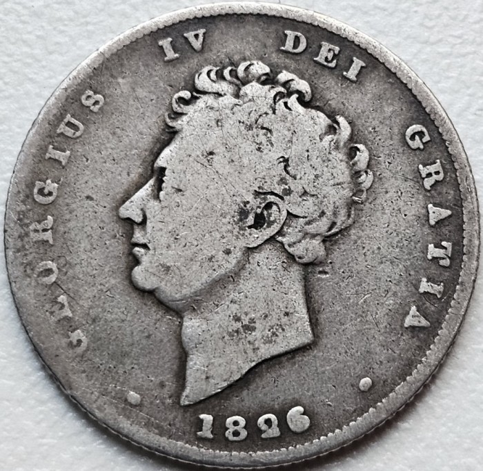 1 Shilling 1826 Marea Britanie- George IV 2nd portrait; 3rd reverse , argint, km#694