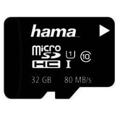 Card de memorie Hama 124139, microSDHC, 32GB, Clasa 10 + Adaptor SD