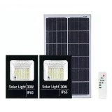 Set 2 proiectoare led smd 30w cu incarcare solara flippy, panou solar, cu telecomanda, suport prindere, material abs, 1.2ah, 200led-uri, 13x13.5 cm, n