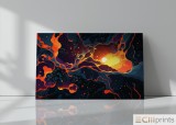 Tablou &bdquo;Luminous Eruption&rdquo; - Print Digital - P&acirc;nză Bumbac 100% pe Șasiu din lemn