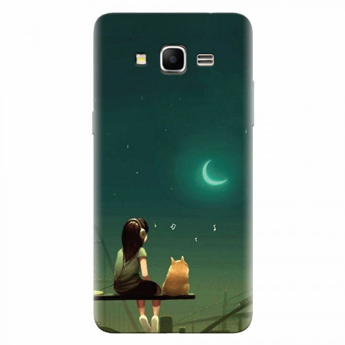 Husa silicon pentru Samsung Grand Prime, Cat And Girl