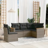 vidaXL Set canapea de grădină cu perne, 5 piese, gri, poliratan 3258378