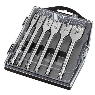 Set burghie plate pentru lemn 6,0-25,0mm/6BUC. GRAPHITE 57H211 HardWork ToolsRange foto