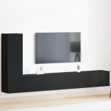 Set mobilier TV 3 piese, montat pe perete, lemn de stejar negru