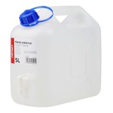 Canistra pentru apa 5L cu robinet si maner ergonomic, HDPE, alba, AMiO