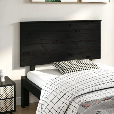 Tăblie de pat, negru, 124x6x82,5 cm, lemn masiv de pin foto