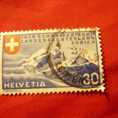 Timbru Elvetia 1939 Peisaje Zurich , Crucea Rosie - 30C stampilat
